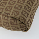 FENDI Zucchino Canvas Pouch Beige Silver Auth bs29698-14
