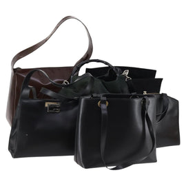 GUCCI Shoulder Bag Nylon Enamel Leather 5Set Black Brown khaki Auth bs29701