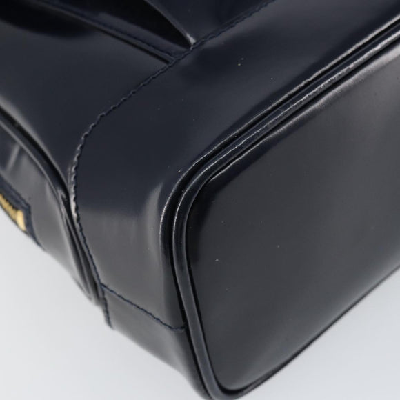 GUCCI Bamboo Shoulder Bag Patent leather Navy Gold 001 2113 1650 Auth bs29711