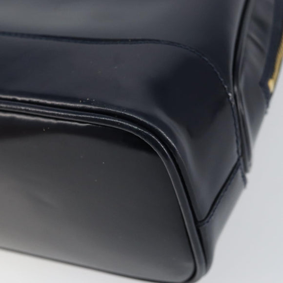 GUCCI Bamboo Shoulder Bag Patent leather Navy Gold 001 2113 1650 Auth bs29711