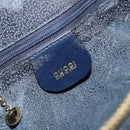 GUCCI Bamboo Shoulder Bag Patent leather Navy Gold 001 2113 1650 Auth bs29711-15