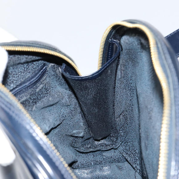 GUCCI Bamboo Shoulder Bag Patent leather Navy Gold 001 2113 1650 Auth bs29711