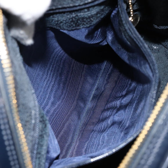 GUCCI Bamboo Shoulder Bag Patent leather Navy Gold 001 2113 1650 Auth bs29711