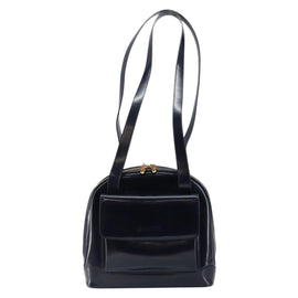 GUCCI Bamboo Shoulder Bag Patent leather Navy Gold 001 2113 1650 Auth bs29711 - 0