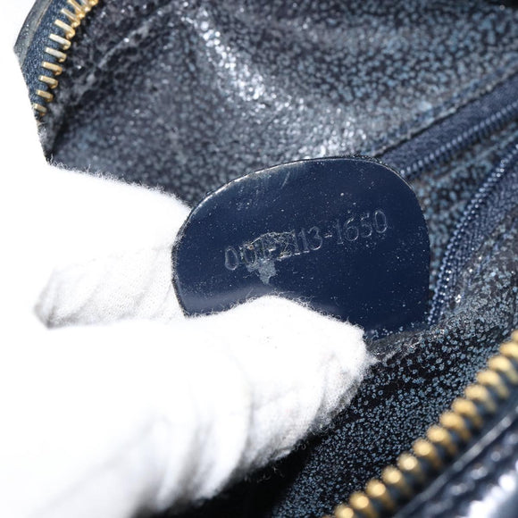 GUCCI Bamboo Shoulder Bag Patent leather Navy Gold 001 2113 1650 Auth bs29711