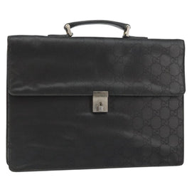 GUCCI GG Canvas Briefcase Nylon Black Silver 015 0235 Auth bs29713