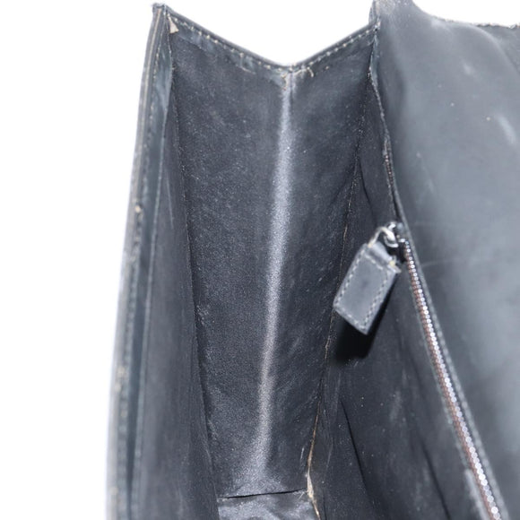 GUCCI GG Canvas Briefcase Nylon Black Silver 015 0235 Auth bs29713