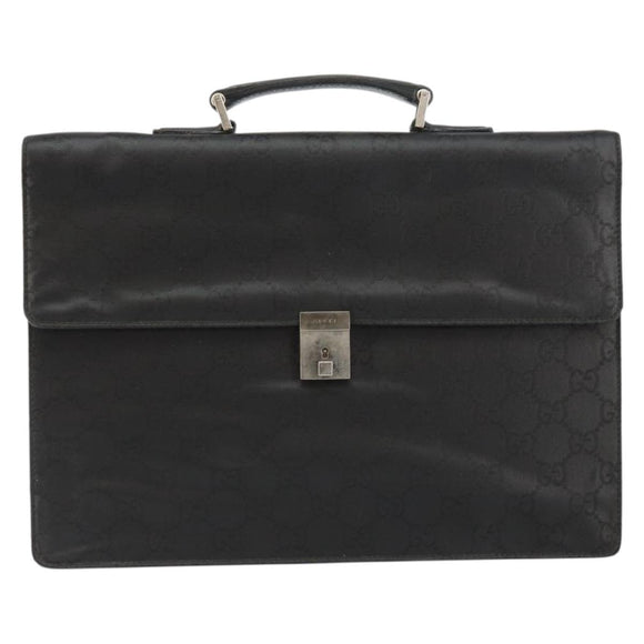 GUCCI GG Canvas Briefcase Nylon Black Silver 015 0235 Auth bs29713