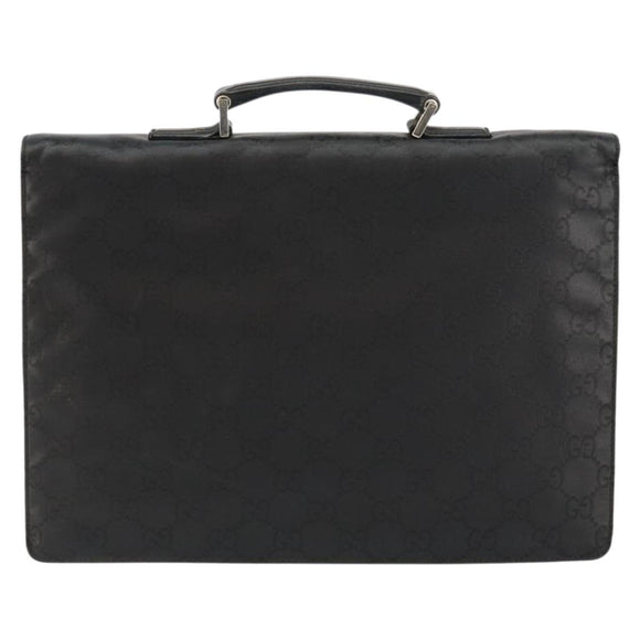 GUCCI GG Canvas Briefcase Nylon Black Silver 015 0235 Auth bs29713