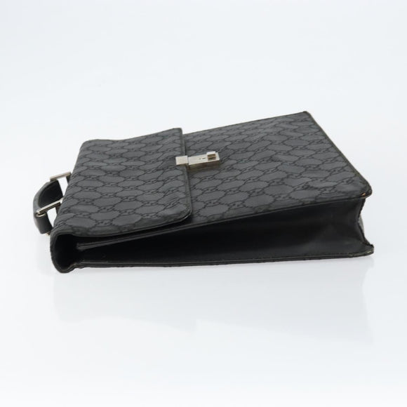 GUCCI GG Canvas Briefcase Nylon Black Silver 015 0235 Auth bs29713