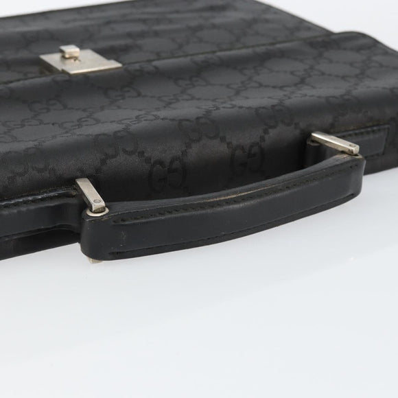 GUCCI GG Canvas Briefcase Nylon Black Silver 015 0235 Auth bs29713