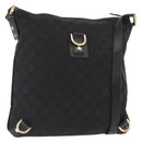 GUCCI GG Canvas Abbey Shoulder Bag Black Gold 131326 Auth bs29715-1