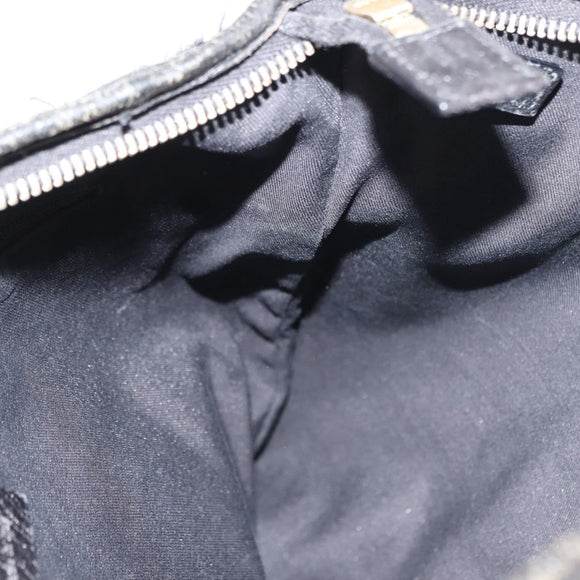 GUCCI GG Canvas Abbey Shoulder Bag Black Gold 131326 Auth bs29715