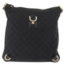 GUCCI GG Canvas Abbey Shoulder Bag Black Gold 131326 Auth bs29715-13