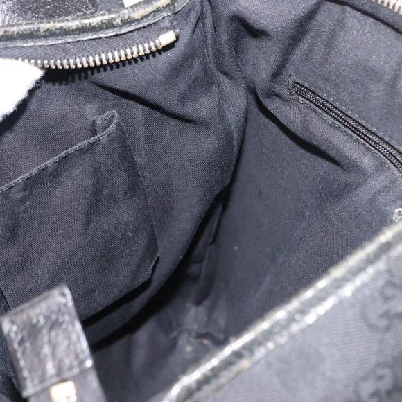 GUCCI GG Canvas Abbey Shoulder Bag Black Gold 131326 Auth bs29715