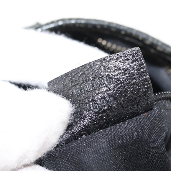 GUCCI GG Canvas Abbey Shoulder Bag Black Gold 131326 Auth bs29715