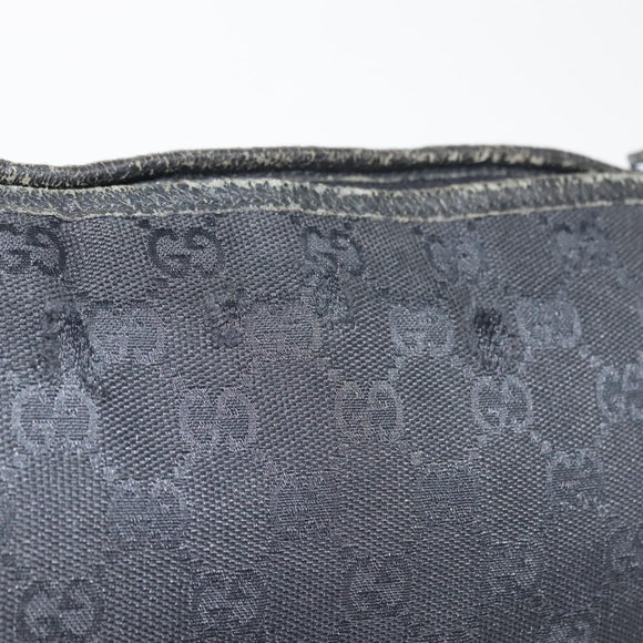 GUCCI GG Canvas Abbey Shoulder Bag Black Gold 131326 Auth bs29715