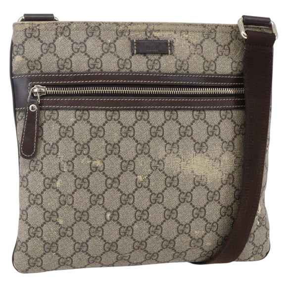 GUCCI GG Supreme Shoulder Bag PVC Beige Gold 295257 Auth bs29716