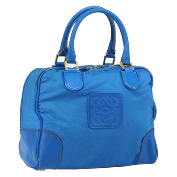 LOEWE Anagram Amazonas Hand Bag Nylon Blue Gold Auth bs29731