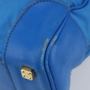 LOEWE Anagram Amazonas Hand Bag Nylon Blue Gold Auth bs29731-9