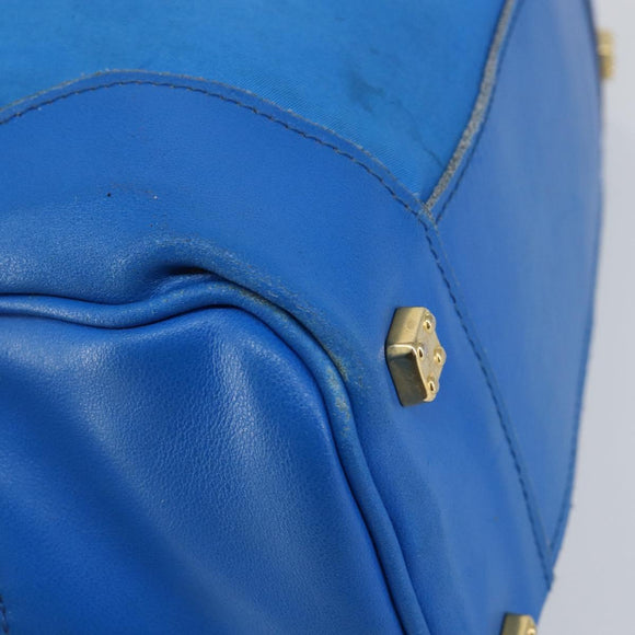 LOEWE Anagram Amazonas Hand Bag Nylon Blue Gold Auth bs29731