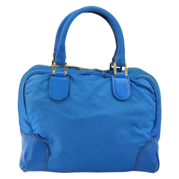 LOEWE Anagram Amazonas Hand Bag Nylon Blue Gold Auth bs29731
