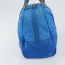LOEWE Anagram Amazonas Hand Bag Nylon Blue Gold Auth bs29731-4