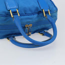 LOEWE Anagram Amazonas Hand Bag Nylon Blue Gold Auth bs29731-7