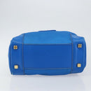 LOEWE Anagram Amazonas Hand Bag Nylon Blue Gold Auth bs29731-5