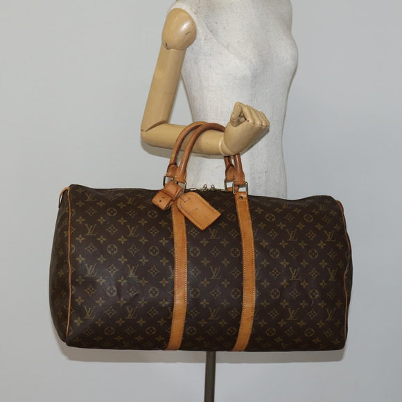 LOUIS VUITTON Monogram Keepall 55 Boston Bag M41424 LV Auth bs29734