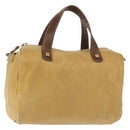 LOEWE Anagram Hand Bag Leather Beige Gold Auth bs29735-1