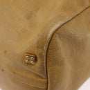 LOEWE Anagram Hand Bag Leather Beige Gold Auth bs29735-15