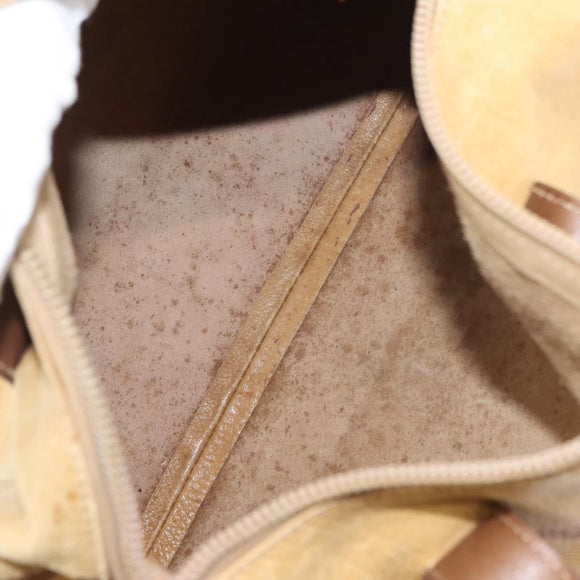 LOEWE Anagram Hand Bag Leather Beige Gold Auth bs29735