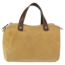 LOEWE Anagram Hand Bag Leather Beige Gold Auth bs29735-13