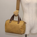 LOEWE Anagram Hand Bag Leather Beige Gold Auth bs29735-20
