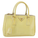 PRADA Hand Bag Patent leather Beige Gold Auth bs29737-1