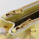 PRADA Hand Bag Patent leather Beige Gold Auth bs29737-16
