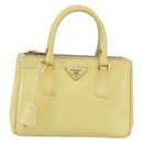 PRADA Hand Bag Patent leather Beige Gold Auth bs29737-2