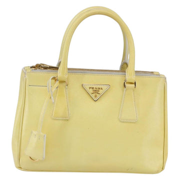 PRADA Hand Bag Patent leather Beige Gold Auth bs29737 - 0