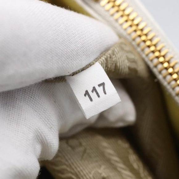 PRADA Hand Bag Patent leather Beige Gold Auth bs29737