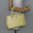 PRADA Hand Bag Patent leather Beige Gold Auth bs29737-26