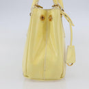 PRADA Hand Bag Patent leather Beige Gold Auth bs29737-4