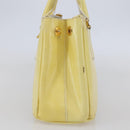 PRADA Hand Bag Patent leather Beige Gold Auth bs29737-5