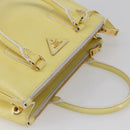 PRADA Hand Bag Patent leather Beige Gold Auth bs29737-6