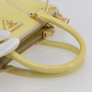 PRADA Hand Bag Patent leather Beige Gold Auth bs29737-7