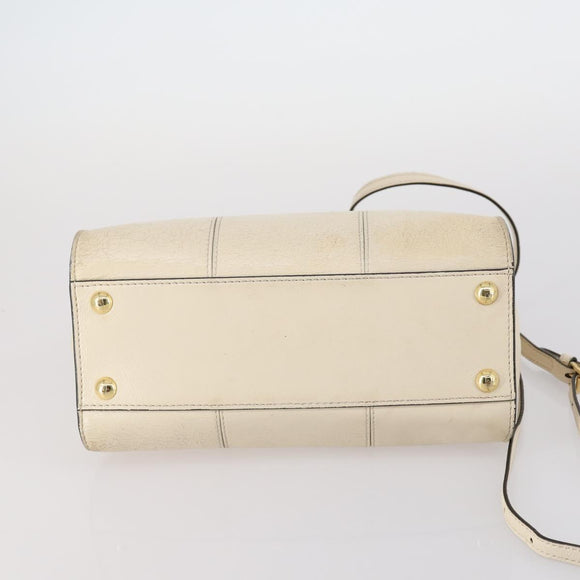 FENDI Mini Peek A Boo Hand Bag Leather 2way Ivory gold Auth bs29739