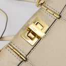 FENDI Mini Peek A Boo Hand Bag Leather 2way Ivory gold Auth bs29739-18