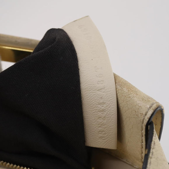 FENDI Mini Peek A Boo Hand Bag Leather 2way Ivory gold Auth bs29739