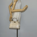 FENDI Mini Peek A Boo Hand Bag Leather 2way Ivory gold Auth bs29739-24