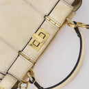FENDI Mini Peek A Boo Hand Bag Leather 2way Ivory gold Auth bs29739-6